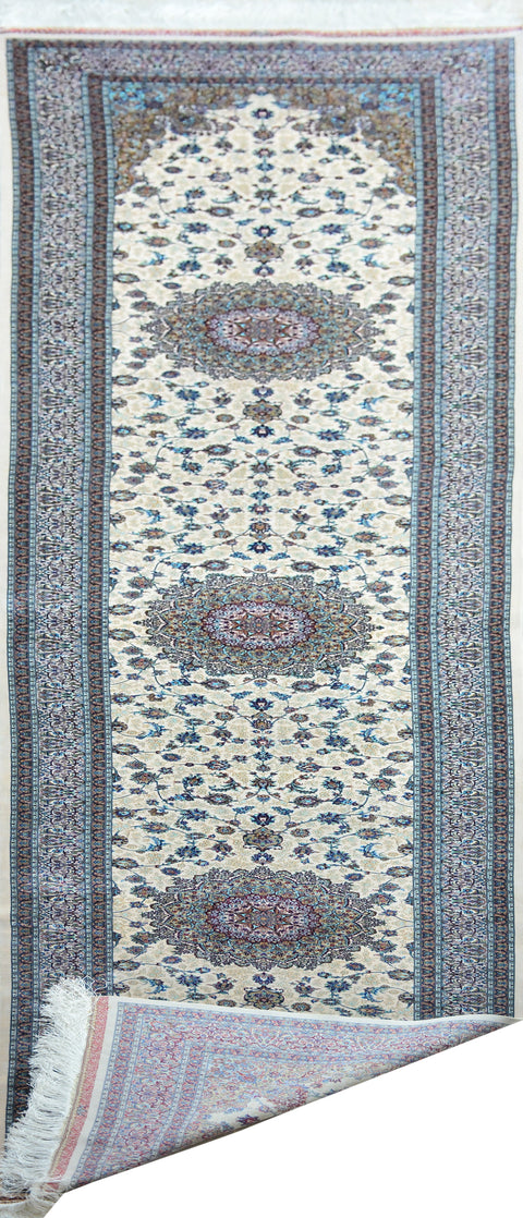 Agra 100% Silk Oriental Rug - Runner  2' 7" x 13'
