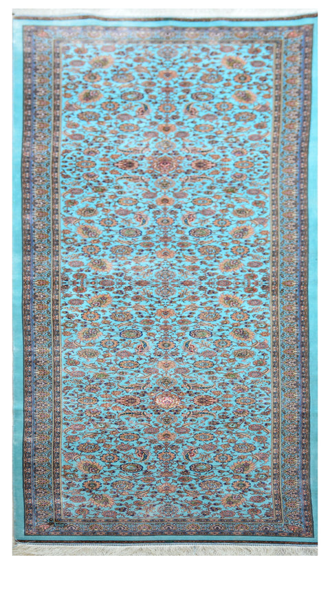 Agra 100% Silk Oriental Rug Runner 2' 7 " x 9' 9"