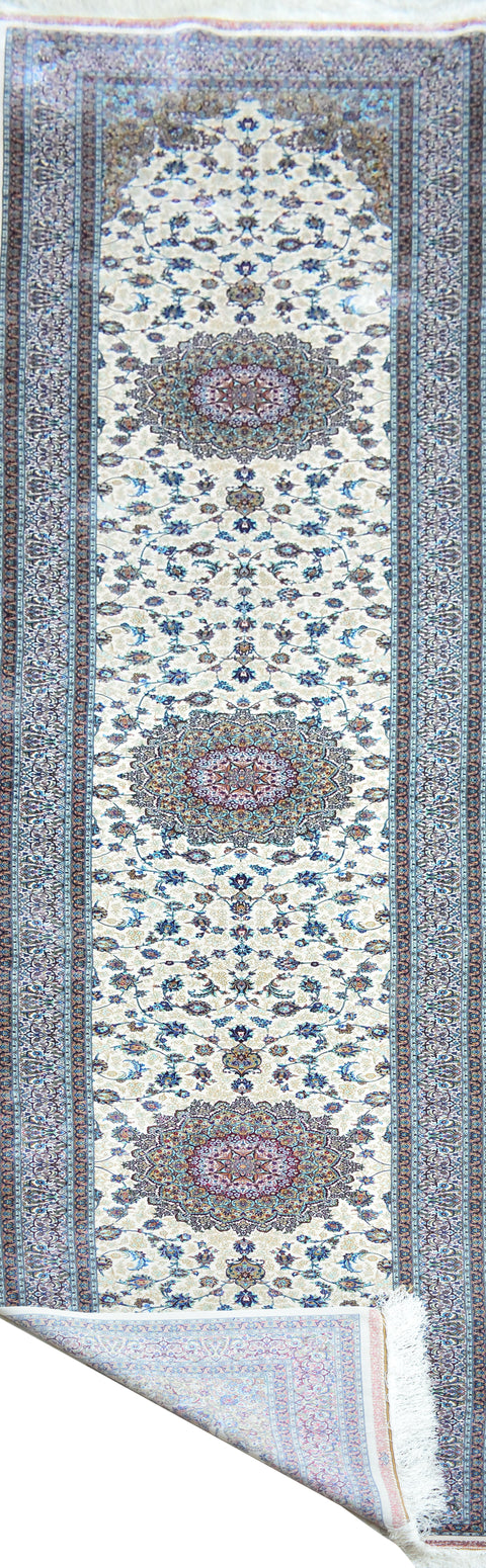 Agra 100% Silk Oriental Rug, Runner 2' 7" x 12'