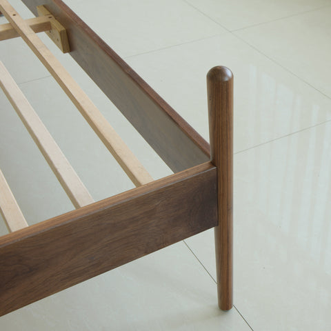 Mid Century Bed - American Solid Black Walnut
