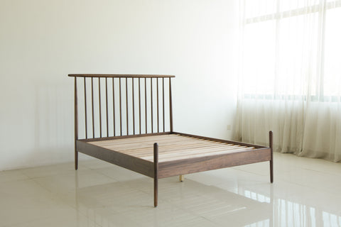 Mid Century Bed - American Solid Black Walnut
