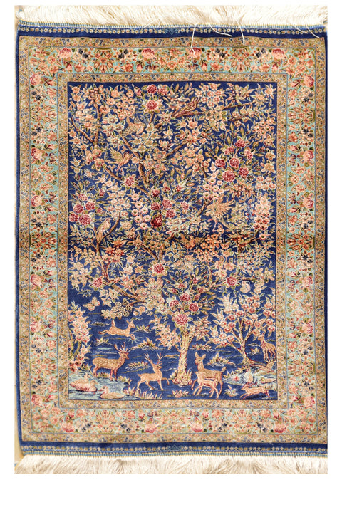 Isfahan Tree of Life 100% Silk Rug 2' x 3'