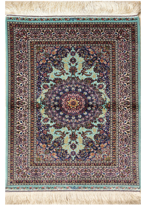 Kashmir Small 100% Silk Rug 2' x 3'
