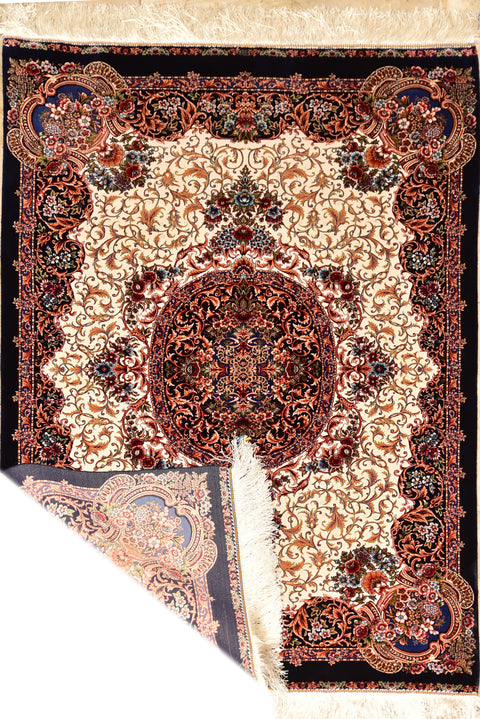 Fine Tabriz 100% Silk Oriental Rug 3' x 5'