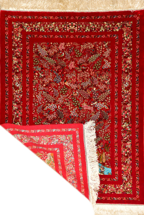 Isphahan Tree of Life 100% Silk Oriental Rugs 4' x 6'