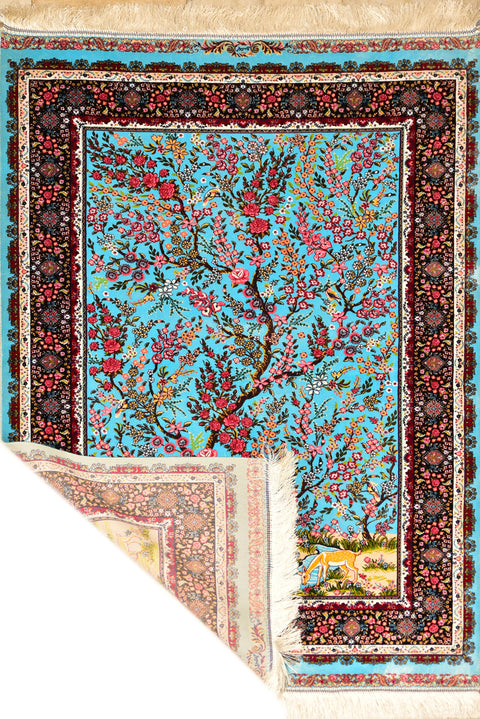Isphahan Tree of Life 100% Silk Oriental Rug 3' x 5'