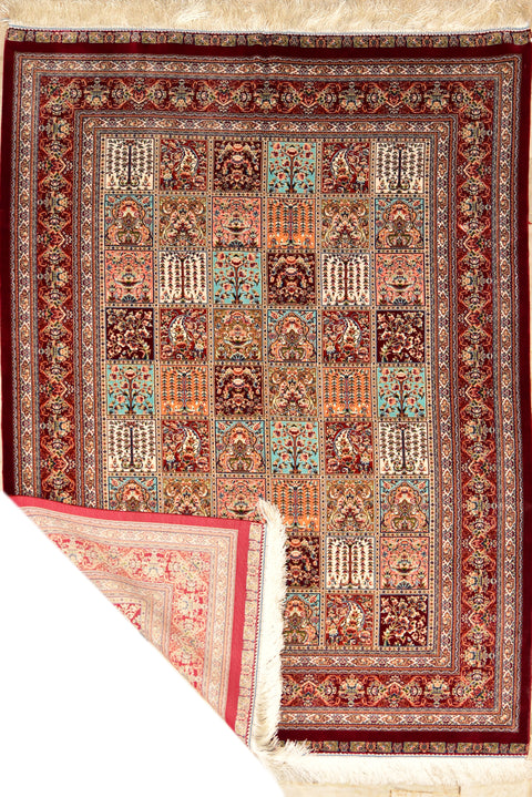 Fine Bakhtiar 100% Silk Oriental Rug 4' x 6'