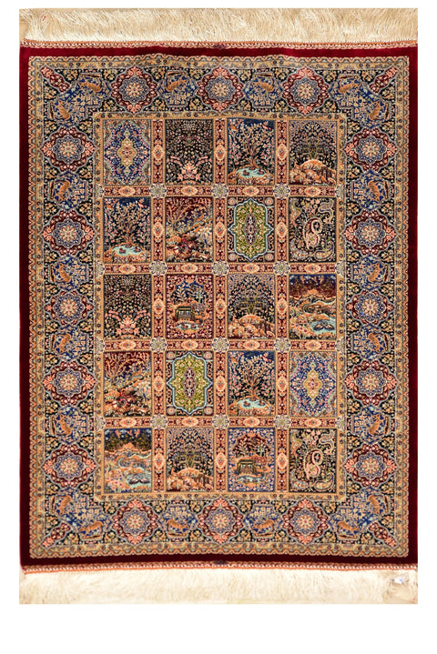 Fine Bakhtiar Silk Oriental Rug 2'6 x 4'
