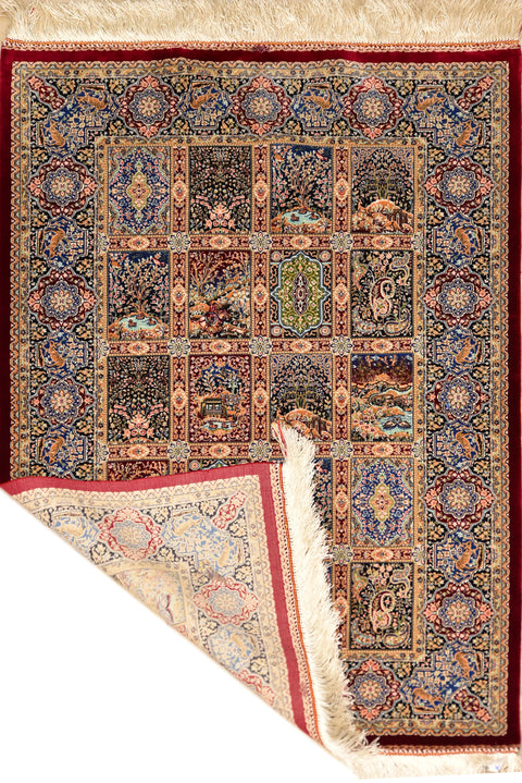 Fine Bakhtiar Silk Oriental Rug 2'6 x 4'