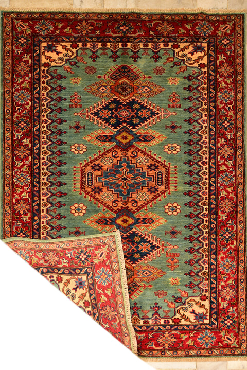 Kazak 100% wool Oriental Rug  4' x 5' 10"