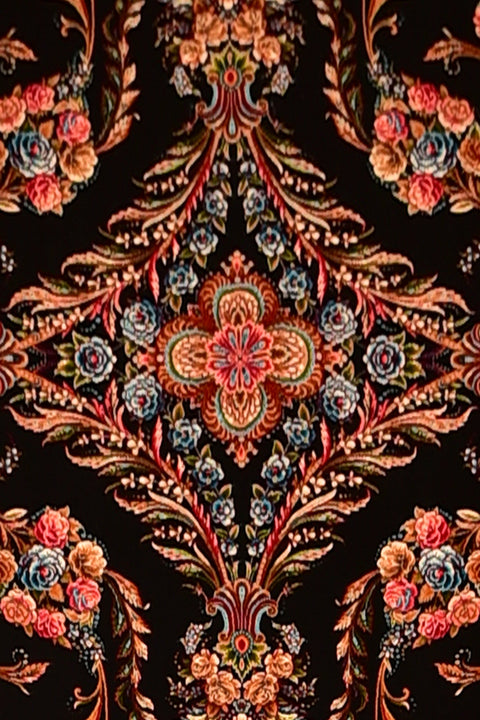 Fine Tabriz 100% Silk Oriental Rug 6' 7" x 9' 10"
