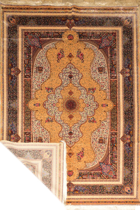Tabriz 100% Silk Oriental Rugs 6' 7" x 9' 8"