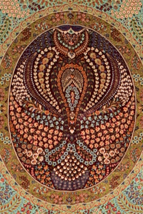 Tabriz 100% Silk Oriental Rug 6' 5" x 9' 7"