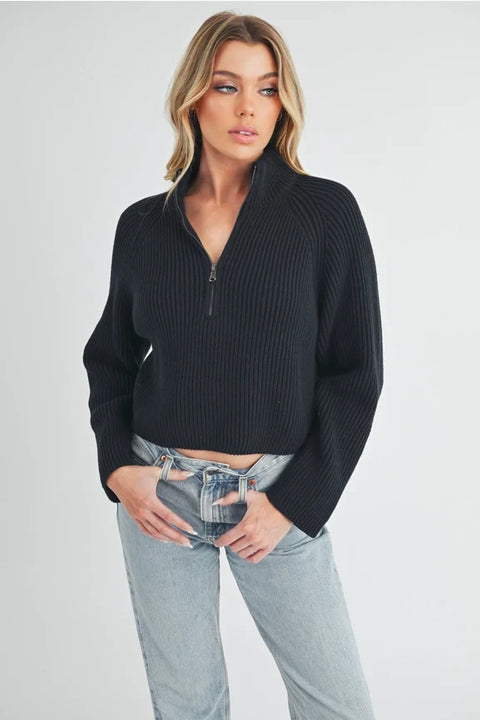 Debbie Half-Zip Sweater - Black