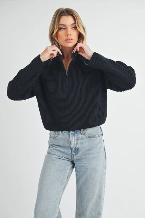 Debbie Half-Zip Sweater - Black