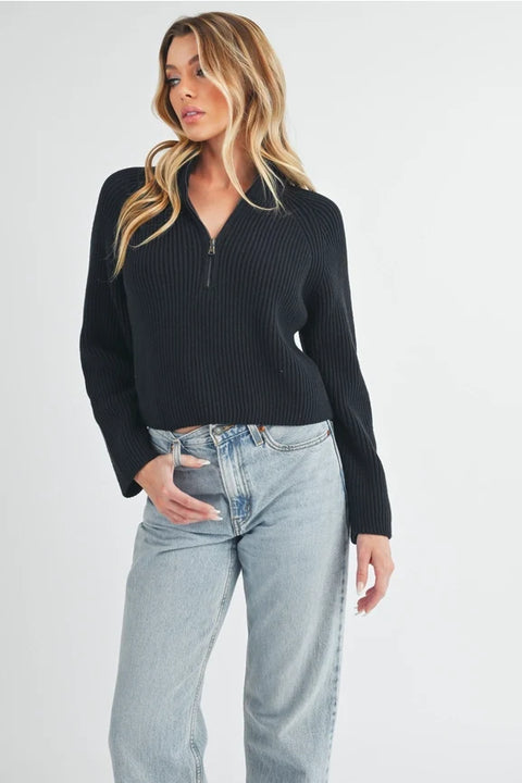 Debbie Half-Zip Sweater - Black