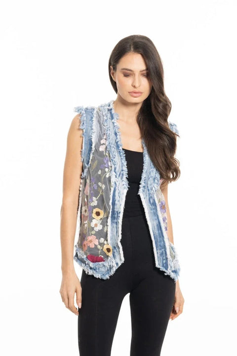 Denim Embroidered Vest