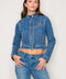 Denim Zip Pocket Biker Jacket