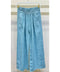 Diamond Lace Waistband Wide Leg Linen Pants - Blue Zuccero