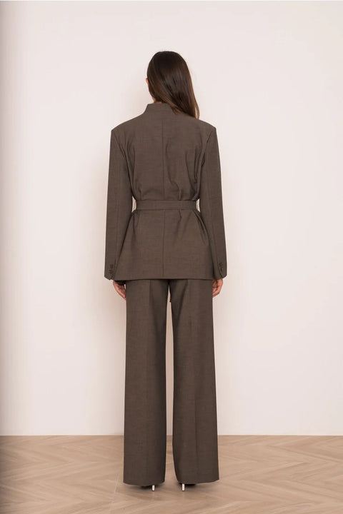 Diana Belted Double-Breasted Jacket with No Lapels