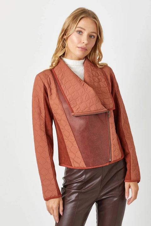 Drape Quilting Jacket - Brick