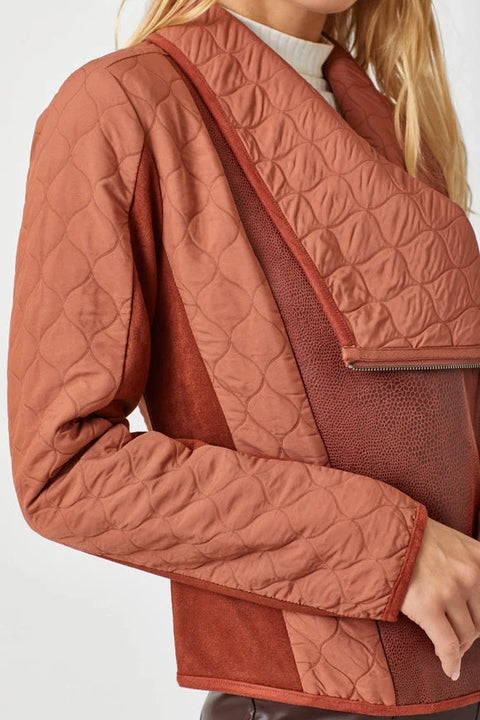 Drape Quilting Jacket - Brick