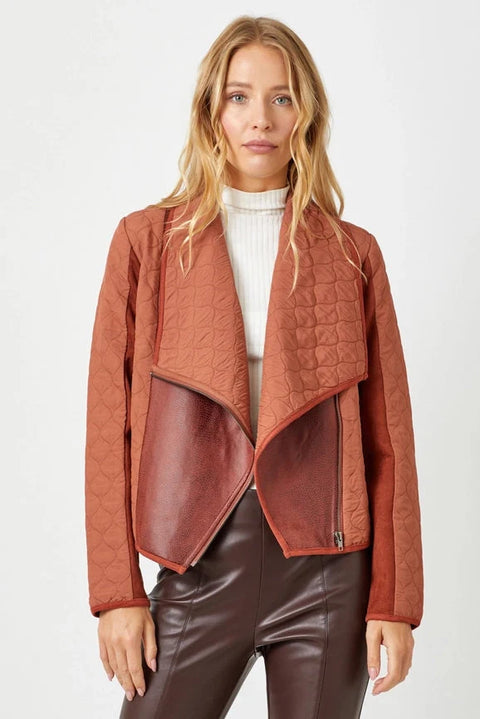 Drape Quilting Jacket - Brick