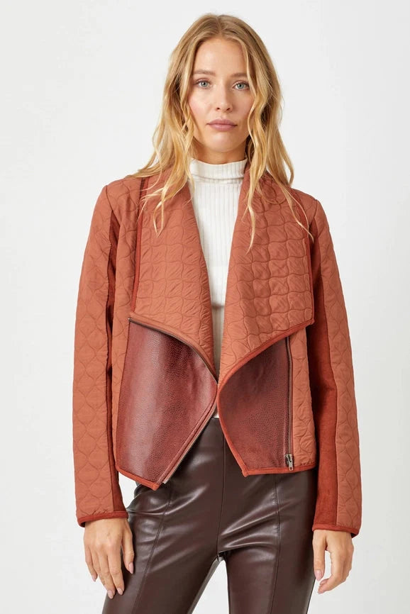 Drape Quilting Jacket - Brick