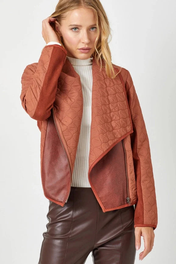 Drape Quilting Jacket - Brick