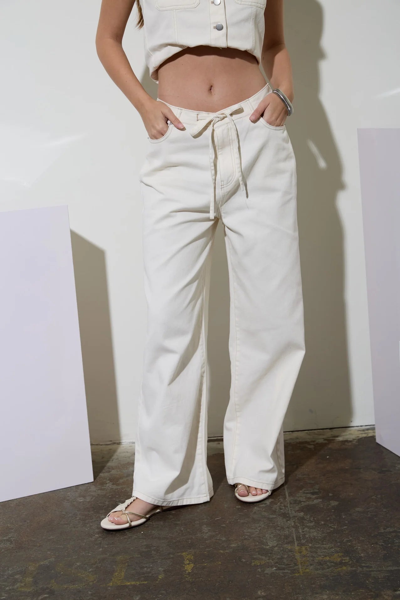 Drawstring Detail Denim Pants