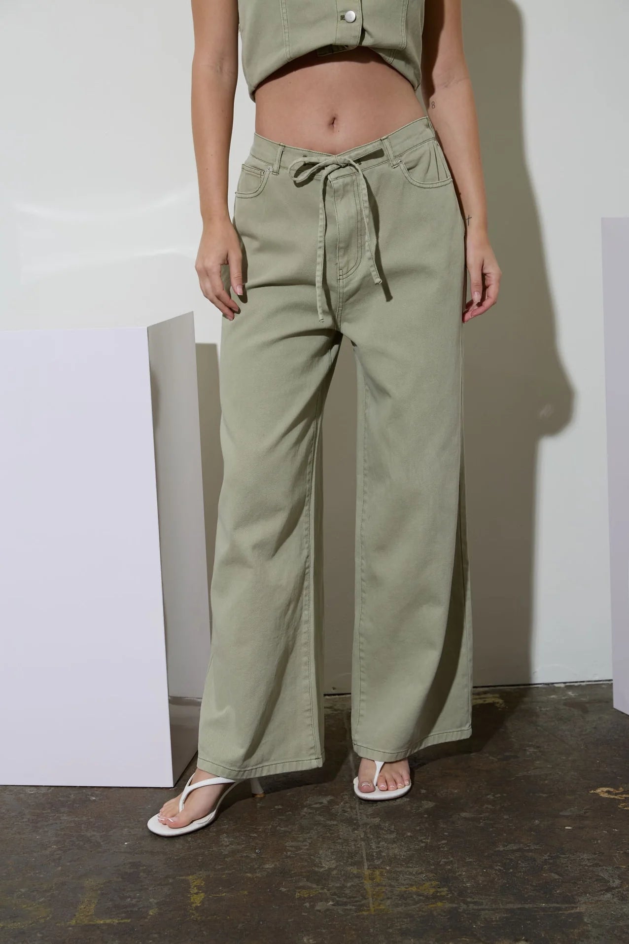 Drawstring Detail Denim Pants