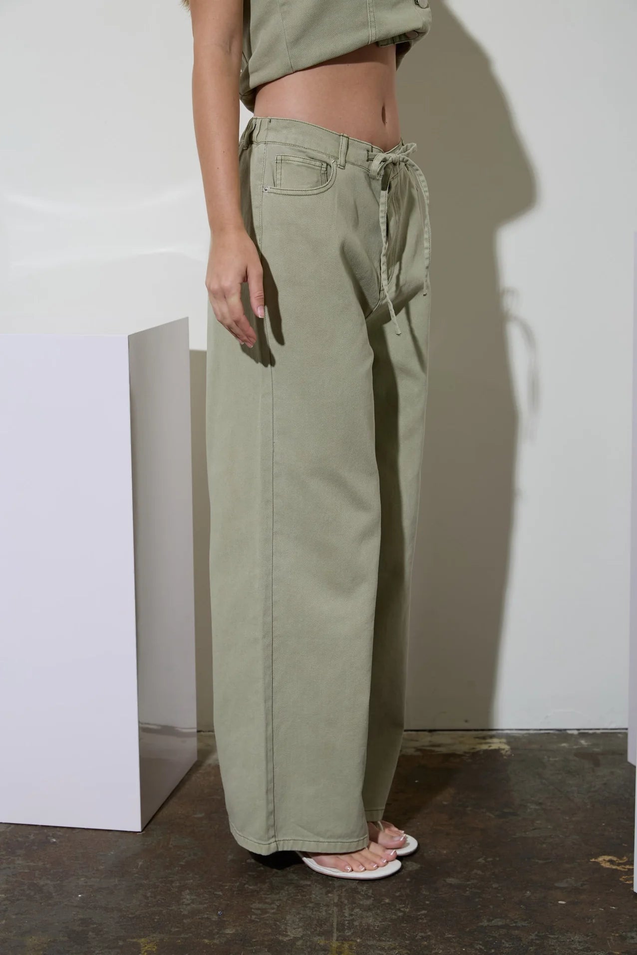Drawstring Detail Denim Pants