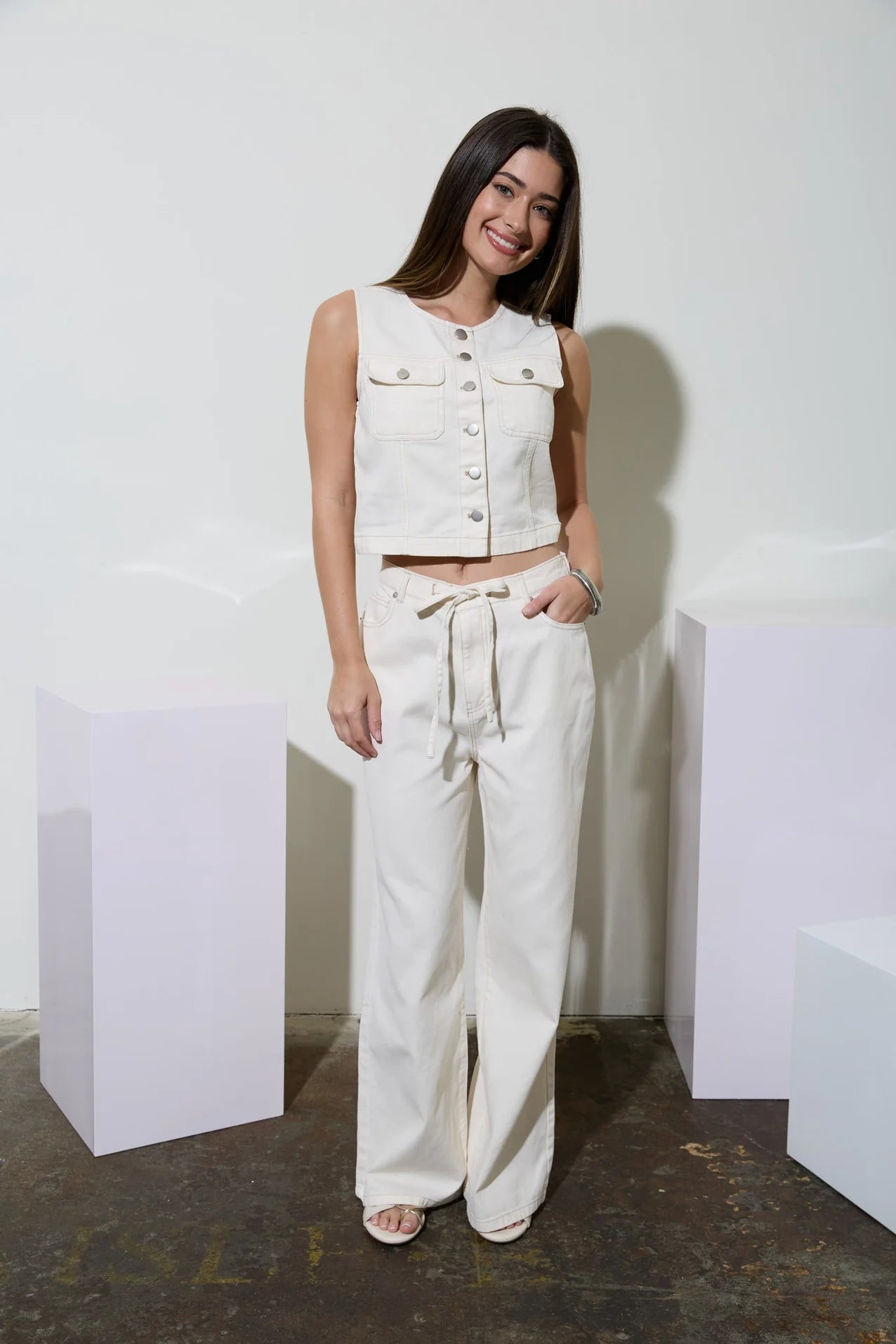 Drawstring Detail Denim Pants