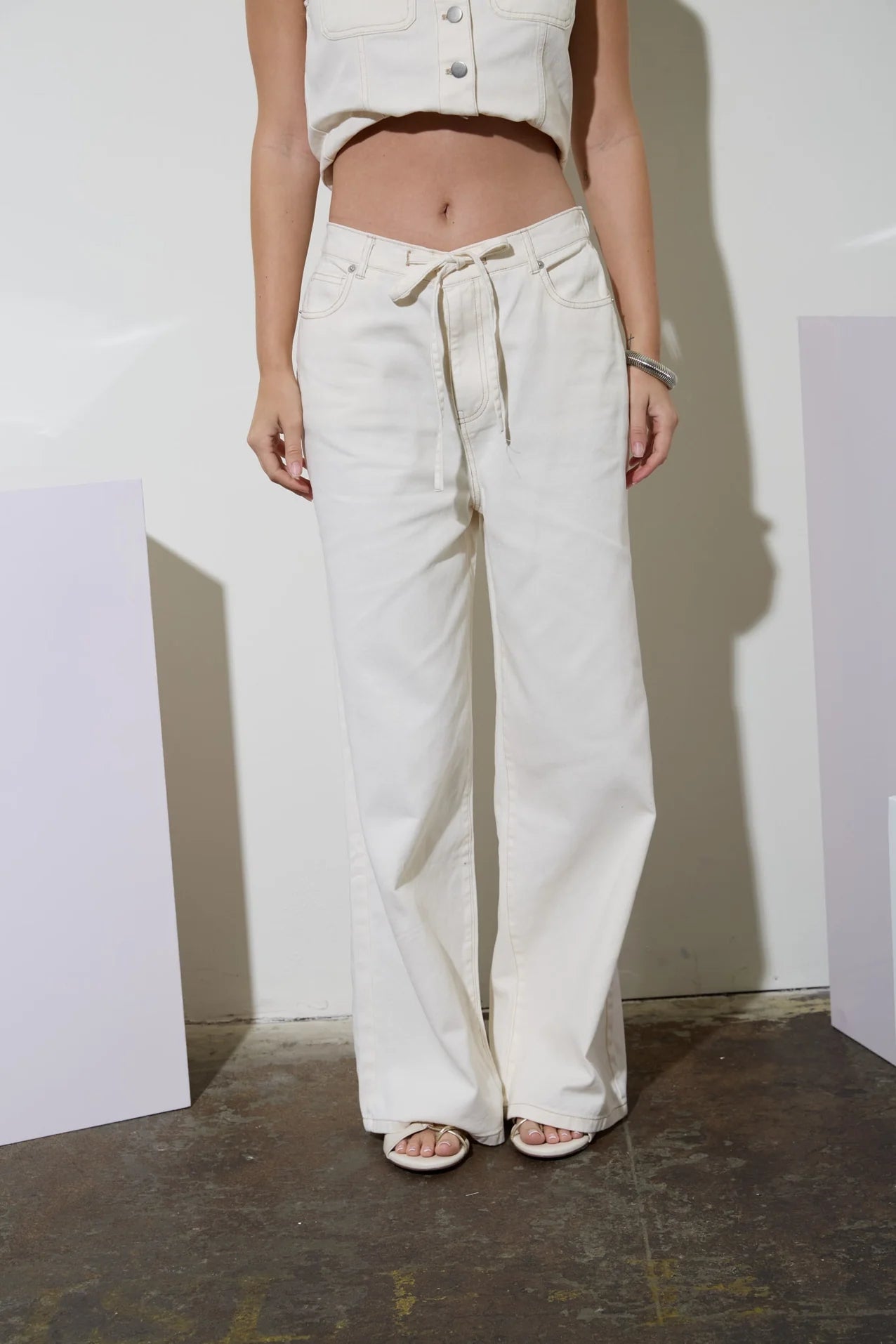 Drawstring Detail Denim Pants