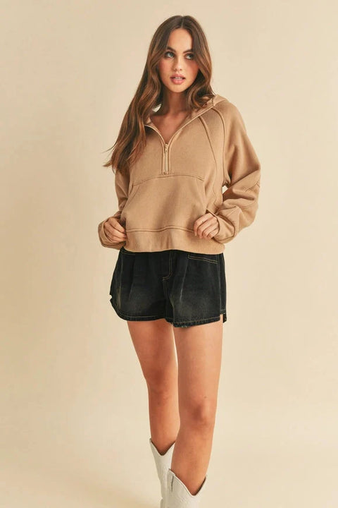 Drea Half-Zip Hoodie Latte