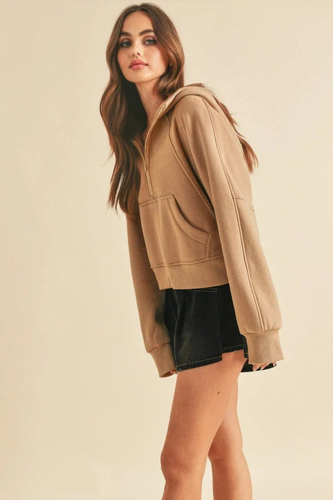 Drea Half-Zip Hoodie Latte