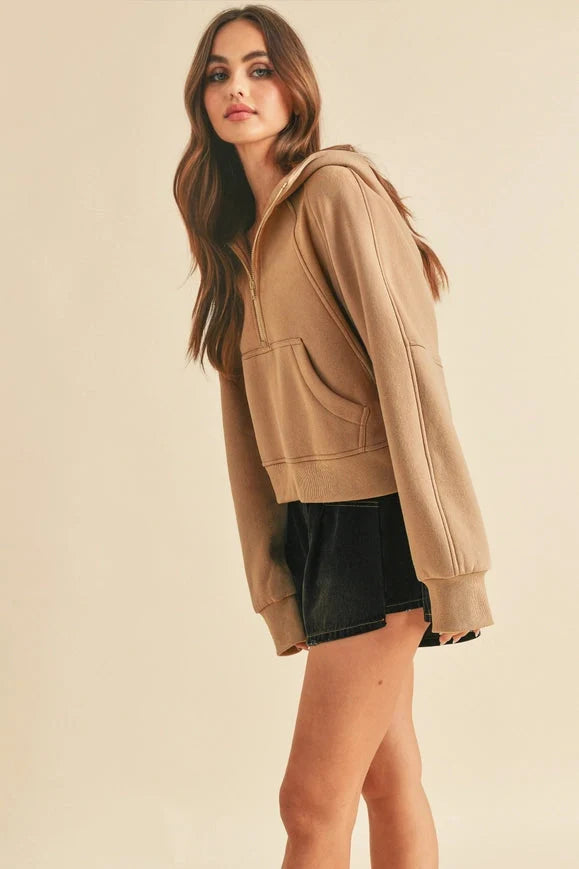 Drea Half-Zip Hoodie Latte