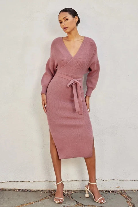 Easy To Love Knit Midi Dress in Dried Rose