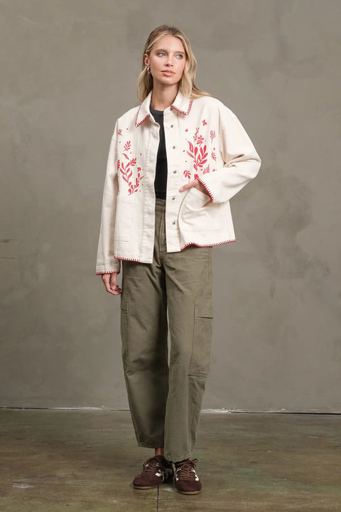 Embroidered Folk Jacket - Cream
