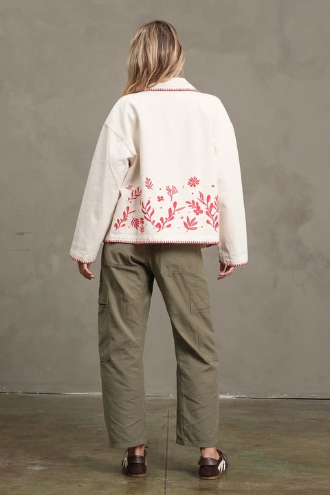 Embroidered Folk Jacket - Cream