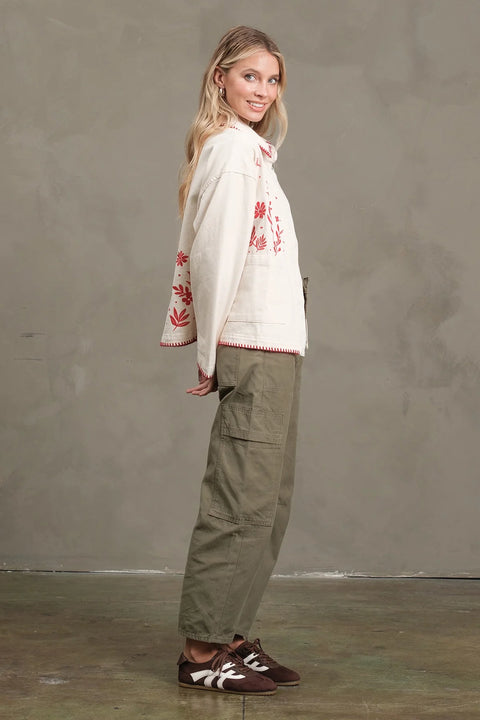 Embroidered Folk Jacket - Cream