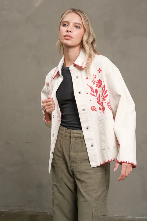 Embroidered Folk Jacket - Cream