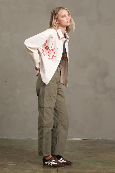 Embroidered Folk Jacket - Cream