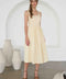 Embroidered Pintuck Detail Spaghetti Strap Midi Dress