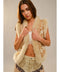 Embroidered Suede Vest with Fur Trim