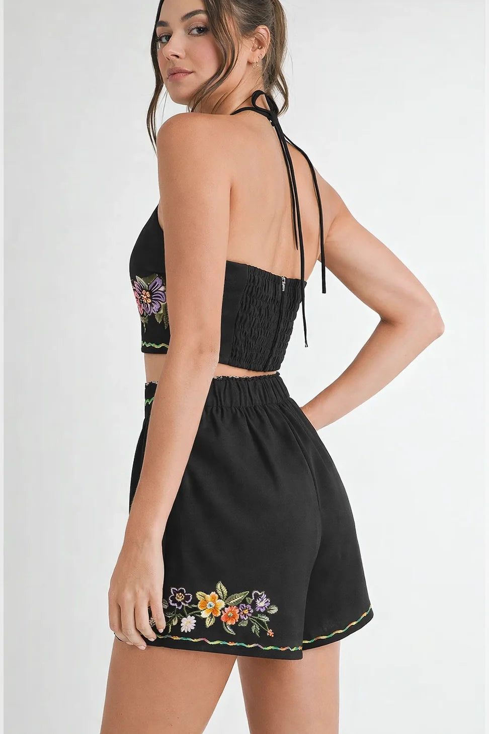 Embroidered Top and Short Set