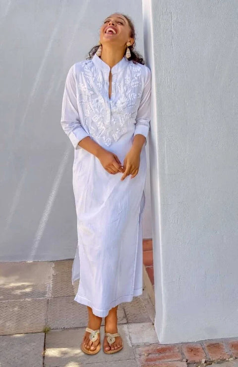Embroidered Udaipur Kurta - La Di Da White/Silver