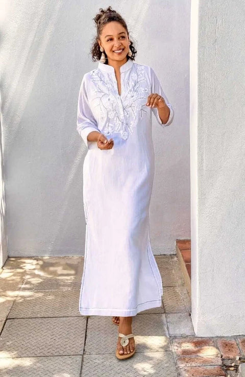 Embroidered Udaipur Kurta - La Di Da White/Silver
