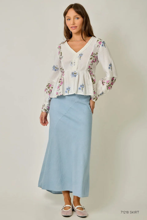 Embroidery Mixed Print Blouse