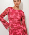 Floral Print Bell Sleeve Maxi Dress Exclusive Women's Long Sleeve